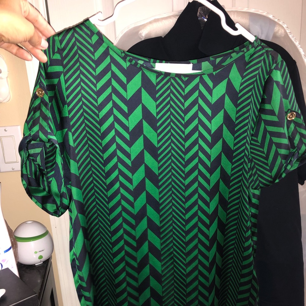 Michael Kors Green/Navy Striped Top